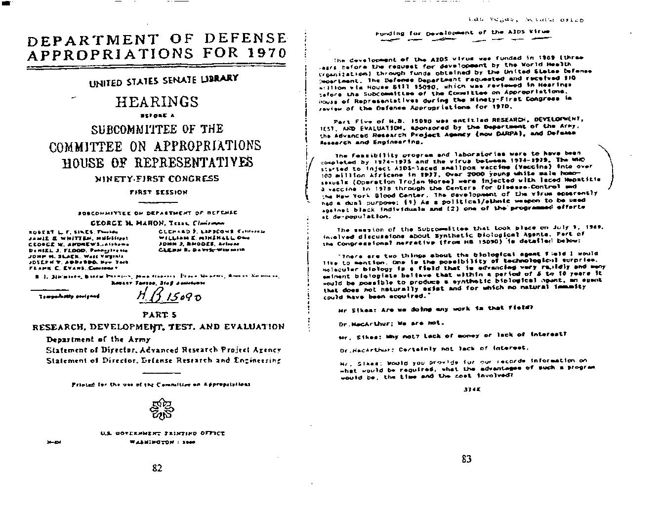 1970 Government AIDS Creation Document from Congress. SAVE SAVE SAVE